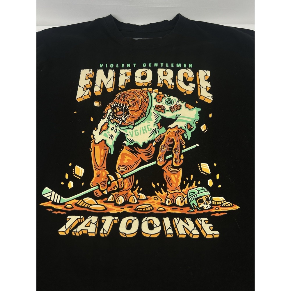 Violent Gentlemen Mens Large Tatooine Star Wars Rancor Hockey T-Shirt Black